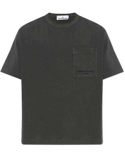 Stone Island T-Shirt With A Pocket - Black