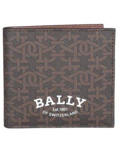 Bally Logo Monogram Printed Bifold Wallet - Black
