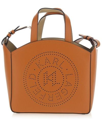 Karl Lagerfeld K/circle Perforated Small Tote Bag - Brown