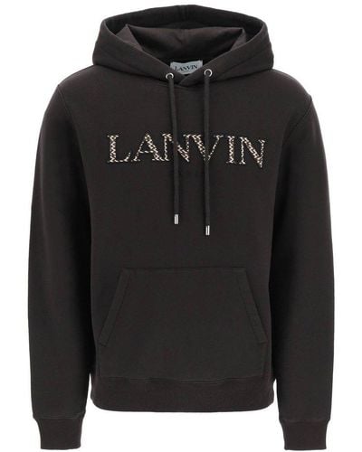 Lanvin Lettering Logo Embroidery Hoodie - Black