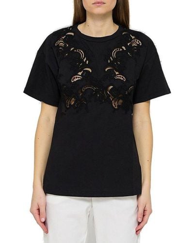 Ermanno Scervino Tulle Detailed Crewneck T-shirt - Black