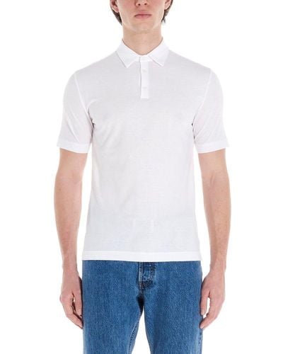 Zanone Button Detailed Short-sleeved Polo Shirt - White
