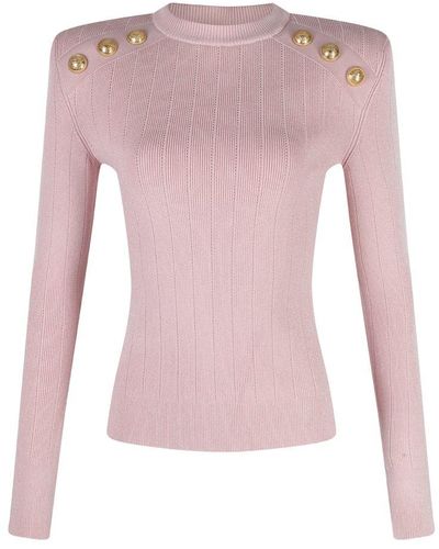 Balmain Fine Knit 6-button Jumper - Pink