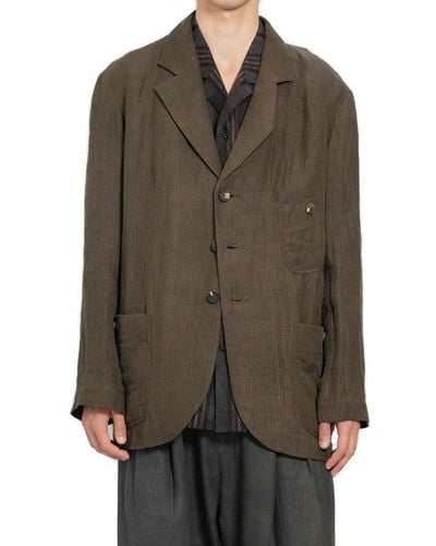 Ziggy Chen Sinngle Breasted Long Sleeved Jacket - Brown