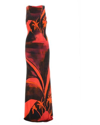 Louisa Ballou High Sea Printed Halterneck Maxi Dress - Red