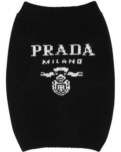 Prada Logo-intarsia Dog Jumper - Black