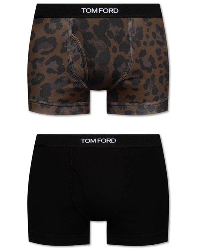 Tom Ford Pack Of Two Logo Waistband Boxers - Black