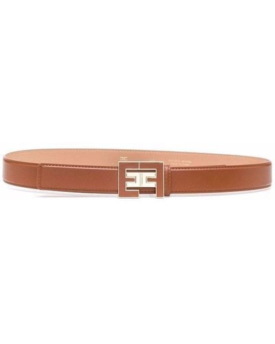 Elisabetta Franchi Logo-lettering Leather Belt - Brown