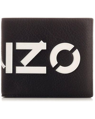 KENZO Logo Detailed Bi-fold Wallet - Black
