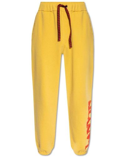 Lanvin X Future Logo Embroidered Drawstring Trousers - Yellow