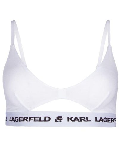 Karl Lagerfeld Karl Logo Peephole Bra - White