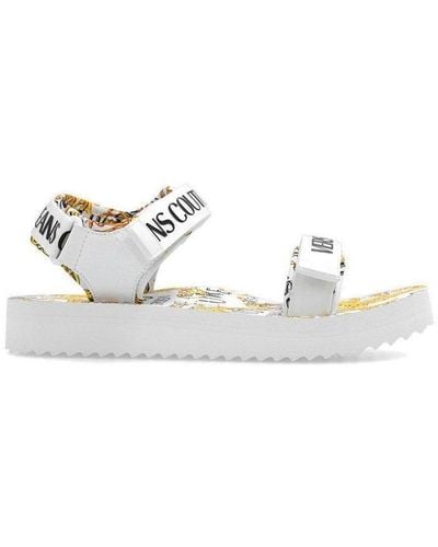 Versace Baroque-pattern Printed Sandals - White