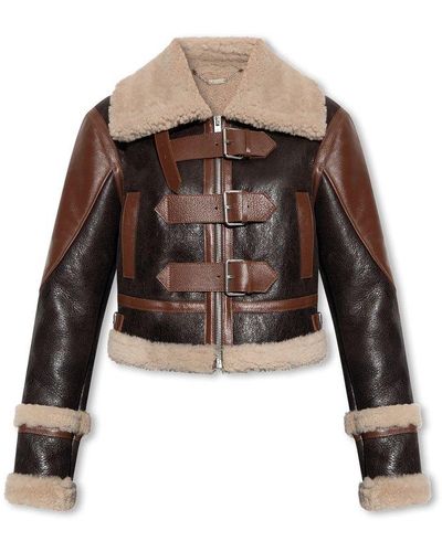Blumarine Shearling Jacket In Bovine Leather - Black