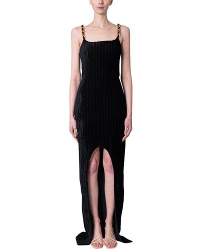 Balmain Embellished Velvet Maxi Dress - Black