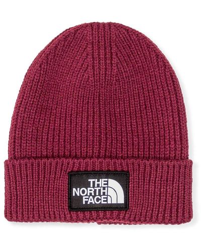 The North Face Logo Patch Cuffed Beanie - Red