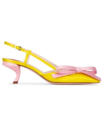 Roger Vivier Yellow/pink Virgule Bow Slingback Court Shoes