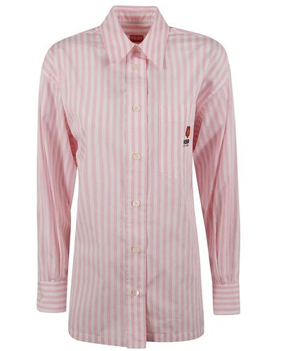KENZO Boke Flower Striped Buttoned Shirt - Pink
