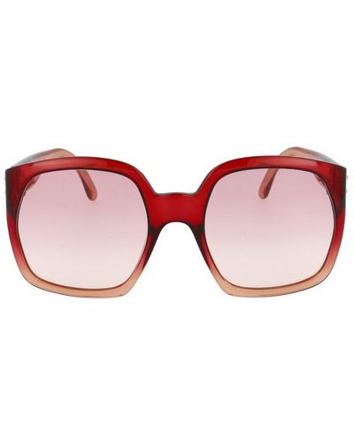 Fendi Oversized Square Frame Sunglasses - Red