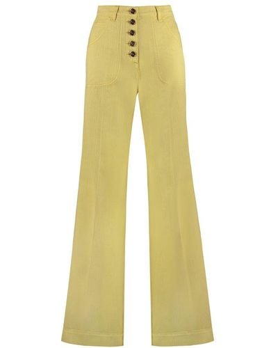 Etro Pegaso Embroidered Flared Trousers - Yellow