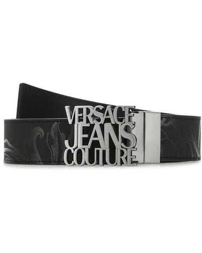 Versace Logo Plaque Buckle Belt - Black