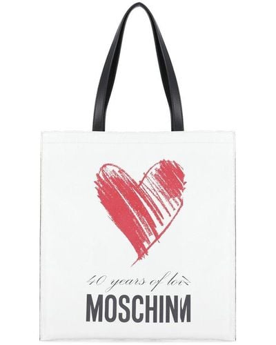 Moschino Logo-printed Rectangle Shoulder Bag - White
