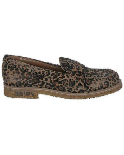 Golden Goose Leopard-print Round-toe Loafers - Gray