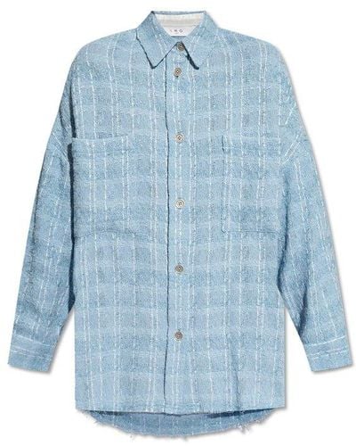 IRO Zennae Tweed Collared Long-sleeve Shirt - Blue