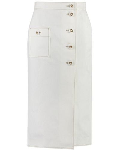 Gucci Buttoned Pencil Skirt - White