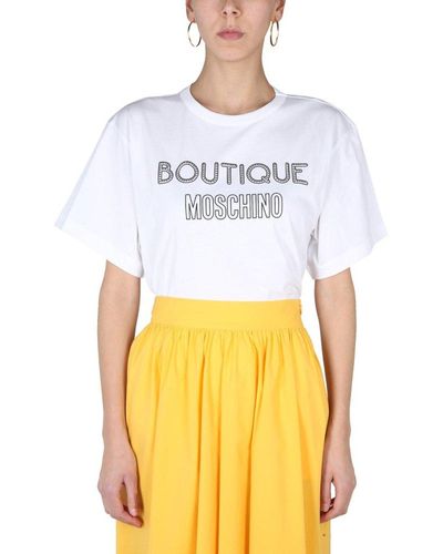Boutique Moschino Logo Printed Crewneck T-shirt - White