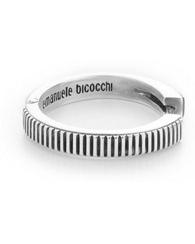 Emanuele Bicocchi Striped Hoop Single Earring - White
