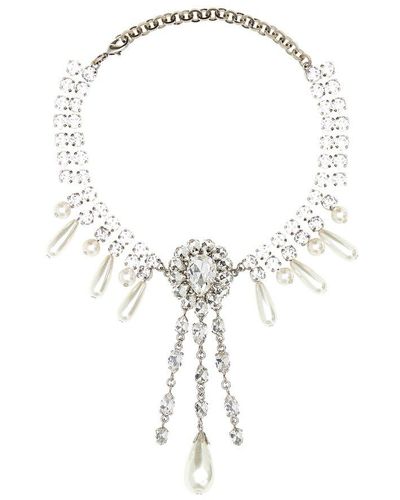 Alessandra Rich Embellished Necklace - White