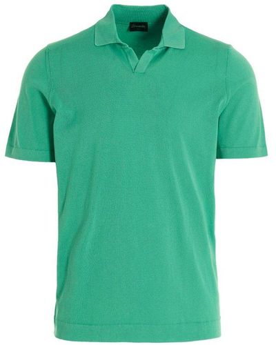 Drumohr Open-collar Straight Hem Polo Shirt - Green