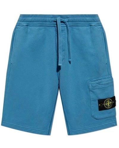Stone Island Logo Patch Shorts - Blue