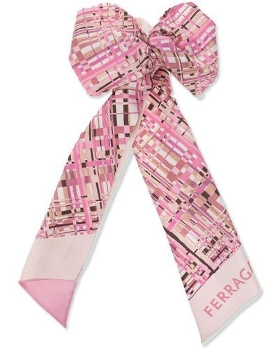 Ferragamo Check Printed Headscarf - Pink