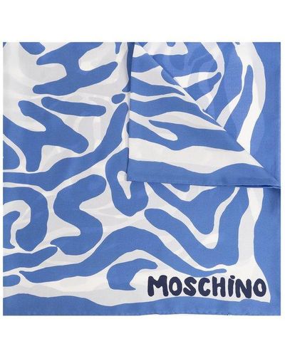 Moschino Silk Scarf, - Blue