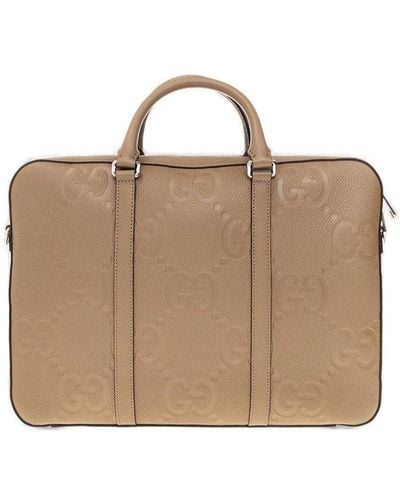 Gucci Monogrammed Leather Briefcase - Brown
