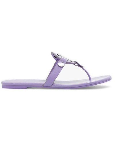 Tory Burch Miller Logo Patch Thong Sandals - Purple