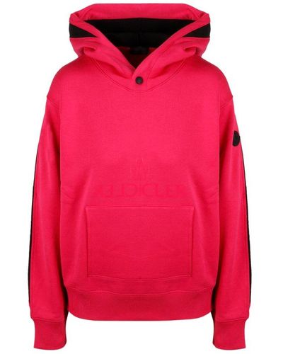 Moncler Logo Patch Panelled Hoodie - Red