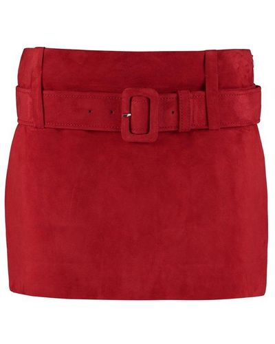 Prada Belted-waist Mini Skirt - Red