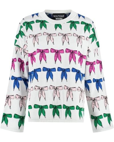 Boutique Moschino All-over Ribbon Printed Crewneck Shirt - Green
