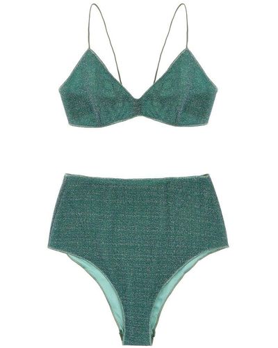 Oséree Lurex High-waist Bikini Set - Green