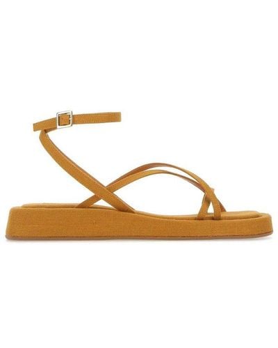 Gia Borghini Open Toe Flatform Sandals - Brown