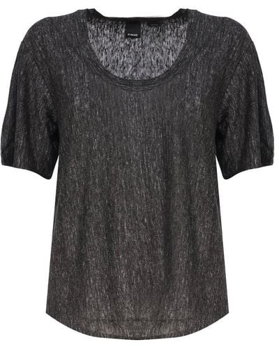 Pinko Short-sleeved Flowing T-shirt - Black