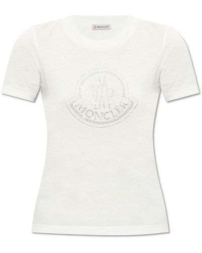 Moncler Logo Embellished T-shirt - White