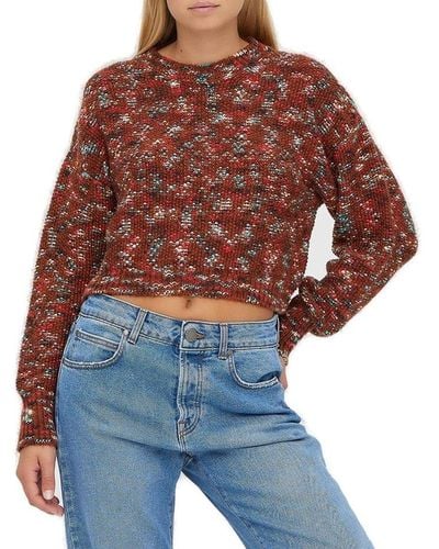 M Missoni Cropped Knit Sweater - Red