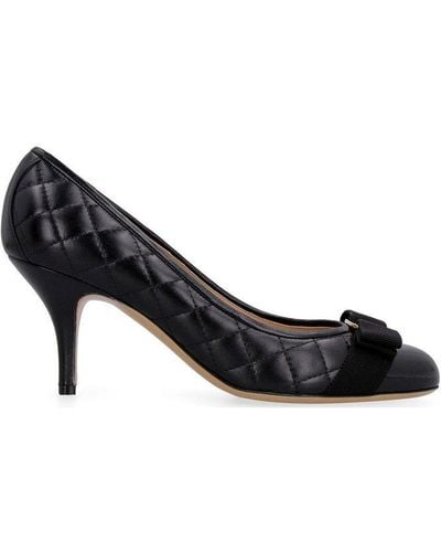 Ferragamo Carla Leather Court Shoes - Black
