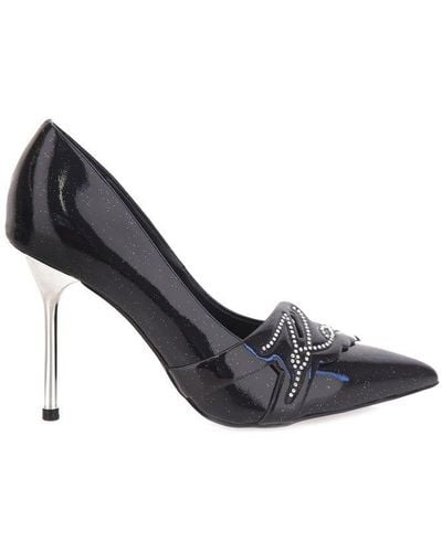 Karl Lagerfeld Pointed Toe Studs Embellished Court Shoes - Black