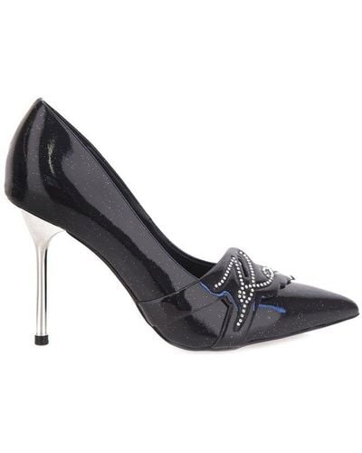 Karl Lagerfeld Pointed Toe Studs Embellished Pumps - Black