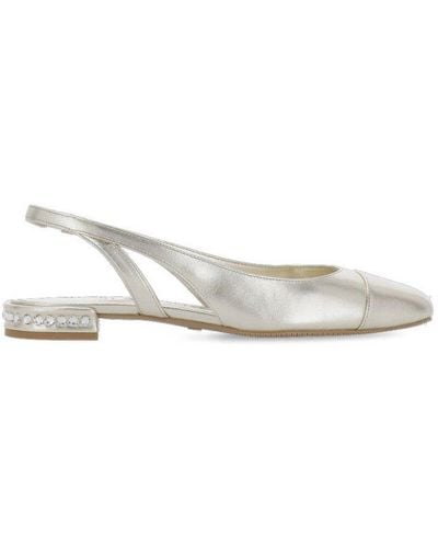 Stuart Weitzman Embellished Slingback Flat Shoes - White