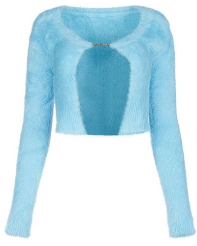 Jacquemus Fluffy Charm Logo Open-front Cardigan - Blue